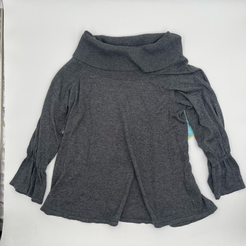 CeCe Gray Cowl Neck Sweater XS Bell Sleeve Pullover NWT Lightweight